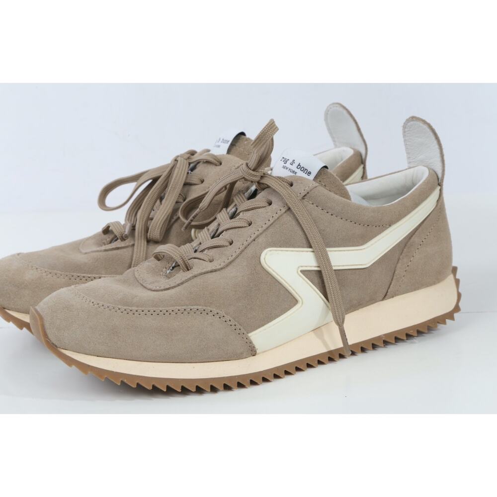 Rag & Bone Beige Suede Retro Runner Lace Up Sneakers Designer Shoes Size 40